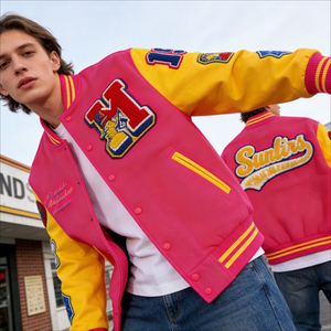 Chaqueta Varsity Formal de Lona de Alta Calidad, Unisex, con Bordado Chenille, Mangas de Algodón, Diseño Personalizado con Letras de Béisbol, Resistente al Viento - Product Image 3