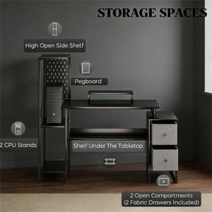 Black Computer <b>Desk</b> for Office <b>Study</b> or Writing - Product Image 4
