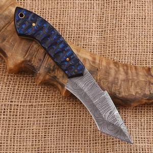 Cuchillo de Caza y Camping de Hoja Fija de Acero de Damasco Personalizado TARJ ENTERPRISES, Mango de Resina Hecho a Mano, Cuchillo de Campo de Grado Industrial - Product Image 1