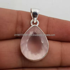 จี้หินควอตซ์รูปกุหลาบทำมือเครื่องประดับ925ชุบเงินแท้จี้พลังงานของขวัญครบรอบ - Product Image 1