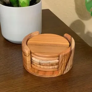 Ensemble de sous-verres en bois avec base antidérapante, légers, durables, pour placer verres ou tasses à la maison ou dans les cafés, tapis et supports - Product Image 2