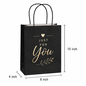 Black Mini Eco-Friendly <b>Biodegradable</b> Gift Bags Gold Foil Thank You Design Twisted Handles Kraft <b>Paper</b> Luxury Style Recyclable - Product Image 2