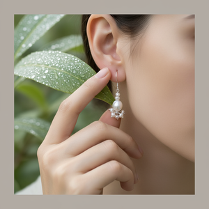 Pendientes de Aro con Perlas Plateadas para Bodas y Regalos - Product Image 2