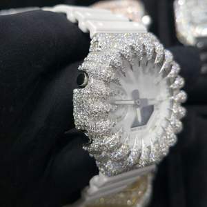 Reloj de Lujo Iced Throns con Bisel de Moissanita VVS y Diamantes, Estilo Hiphop, Correa de Goma, Escala Mixta, para Hombre/Mujer, Bajo Precio - Product Image 3