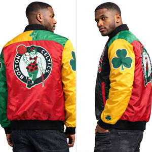 Veste de baseball en satin color block pour homme, personnalisable avec logo, style streetwear, manteau d'hiver tendance - Product Image 2