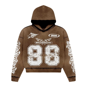 Unisex High Quality Cotton Acid Wash Vintage Pullover <b>Hoodie</b> Screen Printed Design Men's Women's Casual <b>Running</b> Plus Size - Product Image 4