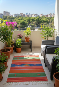 Alfombra/Alfombra de pasillo moderna de felpa floral hecha a mano de algodón - Lavable a máquina con reverso reversible para ejercicio, viajes y uso doméstico - Product Image 4