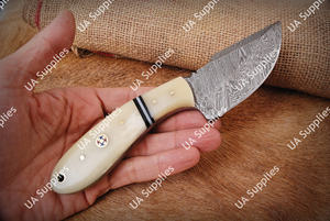 Cuchillo EDC de Supervivencia para Camping al Aire Libre con Hoja Fija de Acero de Damasco Personalizable al por Mayor, Mango de Resina, Madera Pakka y Latón, DIY OEM - Product Image 3
