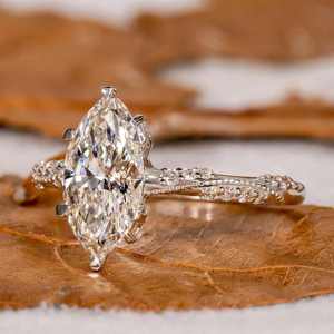 Anillo de Compromiso de Oro Sólido de 14K con Diamante Cultivado en Laboratorio, Certificado IGI, Joyería HPHT, Regalo de Novia, Anillo de Diamante de Laboratorio Personalizado - Product Image 1