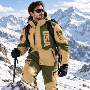 Veste de ski à capuche pour homme, imprimé camouflage, coupe-vent, hiver, fermeture éclair, motif drapeau américain, veste de ski d'extérieur - Product Image 6