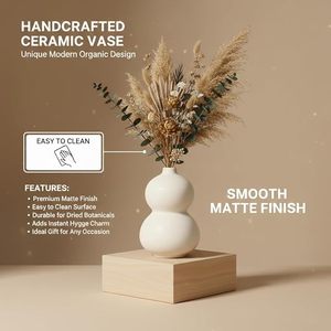 Vase de table en céramique blanche, finition mate, porte-fleurs en porcelaine fait main avec trou de drainage pour la décoration intérieure - Product Image 5