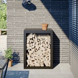 Support à bois de chauffage en acier noir 23.6x15.7x31.5 pouces, accessoire pour cheminées - Product Image 1