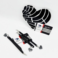 Pince à cils professionnelle Lucky Lash Tools pour volume, anti-statique, avec poignée diamant noir et blanc, en acier inoxydable, motif cœur