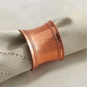 Handcrafted Hammered Copper Napkin Ring Luxury Metal Napkin Holder for Wedding Table Decor Modern Minimalist Dining Table - Product Image 1