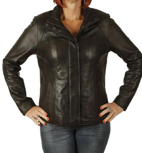 Hot Selling Women's Solid <b>Leather</b> <b>Jacket</b> Plus Size <b>Winter</b> Breathable Windproof Cotton Filling Zipper Closure Front Customizable - Product Image 6