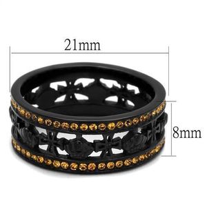 TK2204 - Anello in Acciaio Inossidabile di Alta Qualità con Cristallo e Placcatura IP Nera (Ion Plating) per Piatti e Vassoi in Topazio - Product Image 2