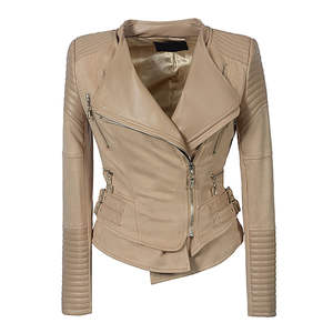 Chaqueta de Cuero Genuino de Invierno para Mujer, de Alta Calidad, Transpirable, Ecológica, Impermeable, Resistente al Viento, de Color Sólido, Manga Larga, Casual - Product Image 1
