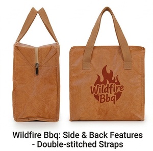 Wildfire <b>Bbq</b> Insulated Cooler Bag - Washable Kraft Paper Thermal Lunch Box with Leak-Proof Seams & Reinforced Silver Foil Lining - Product Image 3