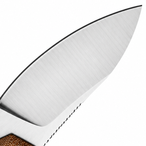 Cuchillos de Caza con Empuñadura Texturizada Marrón Bronceado, Hoja Fija Plateada, Anillo Metálico para el Dedo y Funda de Cuero Negro para Camping y Senderismo - Product Image 2