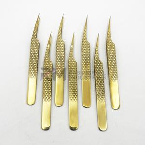 Pinzas de Plasma Doradas para Pestañas de Acero Inoxidable con Agarre de Diamante, Dientes Dentados, Logotipo Personalizado, Uso Profesional, Duraderas, Precisión, Antiestáticas - Product Image 6