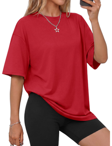 Camiseta Lisa para Mujer al por Mayor, de Spandex/Poliéster, Estilo Urbano, Cuello Redondo, Manga Larga, Hombros Caídos, Ecológica, Informal, Básica - Product Image 1