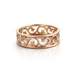 Bague Namivaa en or rose 18 carats, motif floral ajouré, style vintage minimaliste, pour femme, mariage, fête, usage quotidien - Product Image 1