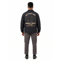 Blouson Coach Homme Personnalisable avec Logo sur le Devant, Motif Uni, Écologique, Imperméable, en Velours Côtelé, Style Streetwear, Coupe-Vent 100% Polyester