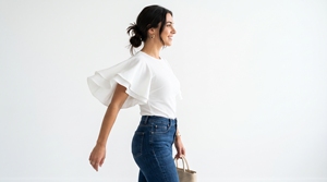 Blusa Casual de Verano para Mujer, Tejida, con Mangas con Volantes, Logotipo Personalizado, MOQ Bajo, en Stock, Venta al Por Mayor, OEM, ODM - Product Image 4