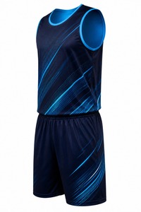 Ensemble de maillot de basket-ball unisexe, débardeur sans manches, short, imprimé par transfert thermique, polyester respirant, col en V, sangle réglable - Product Image 4