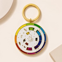Porte-clés en émail avec roue chromatique rotative personnalisée, porte-clés en métal doré, cadeau pour artiste, vente en gros OEM personnalisée