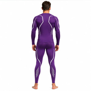 ชุดรัดกล้ามเนื้อผู้ชาย สีแดงขาว แขนยาว พิมพ์ลายแบบซับลิเมชั่น แห้งเร็ว UPF50+ ระบายอากาศได้ดี ชุดกีฬา - Product Image 6