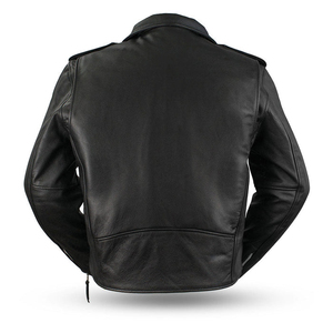 Men's Genuine Leather Motorcycle Jacket Black <b>Turn</b>-down Collar Zipper Closure Regular Fit Biker Style Autumn Wear - Product Image 5