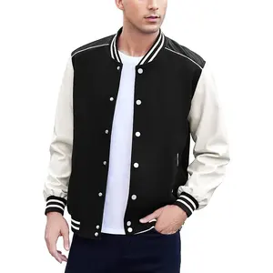 Chaquetas Varsity de Béisbol para Hombre con Mangas de Cuero, de Alta Calidad, Venta al Por Mayor, Fabricante OEM - Product Image 1