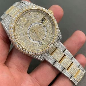 Reloj Automático de Lujo de Acero Inoxidable con Moissanita VVS, Estilo Hip Hop, con Diamantes, Probador de Diamantes, Joyería de Moda con Correa de Cuero, Venta al por Mayor - Product Image 1