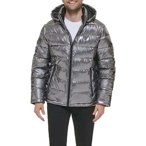 High Street New Arrival Horse Riding Puffer Jacket Zipper Cargo Fashion Men's Windproof <b>Reflected</b> Hooded Winter Jacket - Product Image 5