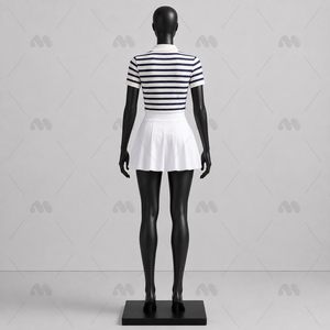 Ensemble de tenue de tennis pour femmes, haut polo rayé, jupe plissée, séchage rapide, logo personnalisé, service OEM - Product Image 4