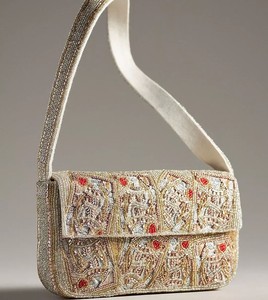 Modern Seed Bead Canvas Storage Bag Handbag <b>Jewelry</b> Decorative Pattern Women <b>Shoulder</b> Crossbody Party Bridal Clutch Fashionable - Product Image 1