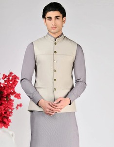 Gilet formel traditionnel ethnique d'été sans manches pour homme, multi-poches, confortable, imperméable, coupe-vent, respirant, 100% coton - Product Image 1