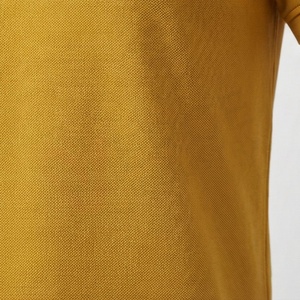 Polo à manches courtes pour homme, jaune moutarde, tricoté, uni, décontracté, coupe classique, boutons - Product Image 5