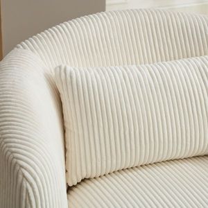 Fauteuil pivotant à base métallique rembourré en velours côtelé de 34,25 po de large, pivotant à 360 degrés, avec coussin moelleux pour club, maison, salon - Product Image 6