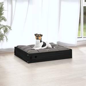 Lit pour chien en bois de pin massif durable, noir, 20,3 x 17,3 x 3,5 pouces, pour animaux de compagnie - Product Image 5