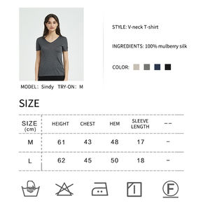Wholesale Custom Size T Shirt Printing logo Women t Shirt Medium Large Size <b>100</b>% <b>Silk</b> T Shirt for Women - Product Image 4