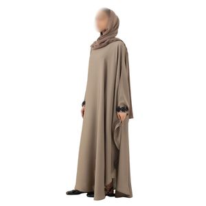 Abaya de Mujer de Poliéster de Color Sólido de Alta Calidad, Transpirable, de Chifón Premium, Negra - Product Image 3