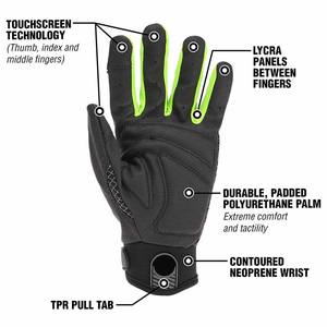 Gants de mécanicien à haute dextérité, paume en polyuréthane flexible, renfort en PVC au dos des doigts, durabilité, sécurité des mains, gants de travail - Product Image 2