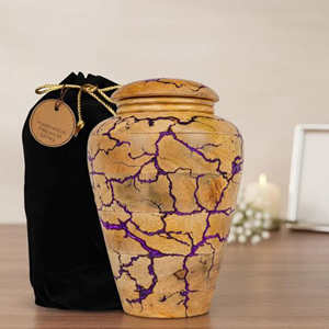 Traditional Wooden Funeral Urn for Ashes Wooden Cremation Urn with Custom Artwork by AYAANS - Product Image 1