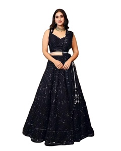 Lehenga Choli Indo-Occidental Semi-Couture Multicolore en Soie et Modal de Haute Qualité, Collection 2024 - Product Image 1