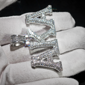 Colgante con Letra AKA, Plata 925, Diamante Cultivado en Laboratorio, Bañado en Rodio, Cristal, Estilo Hiphop, Unisex, para Uso Diario - Product Image 5
