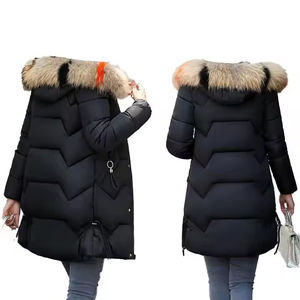 Wholesale Women's Long Knitted Raw Eco-Friendly Polyester Filled Hooded Winter <b>Waterproof</b> Casual Parkas Custom Puffer <b>Jackets</b> - Product Image 2