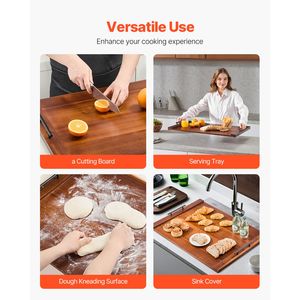 Coperchio per Fornello in Legno di Acacia con Manici, per Fornelli a Gas/Elettrici e Camper, Utilizzabile anche come Tagliere - Product Image 3