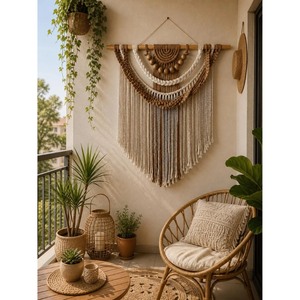 Assured Quality Bohemian Macrame Wall <b>Hanging</b> Natural Beige <b>White</b> Fringe Decor Living Room Art Piece Single-Piece Package - Product Image 6